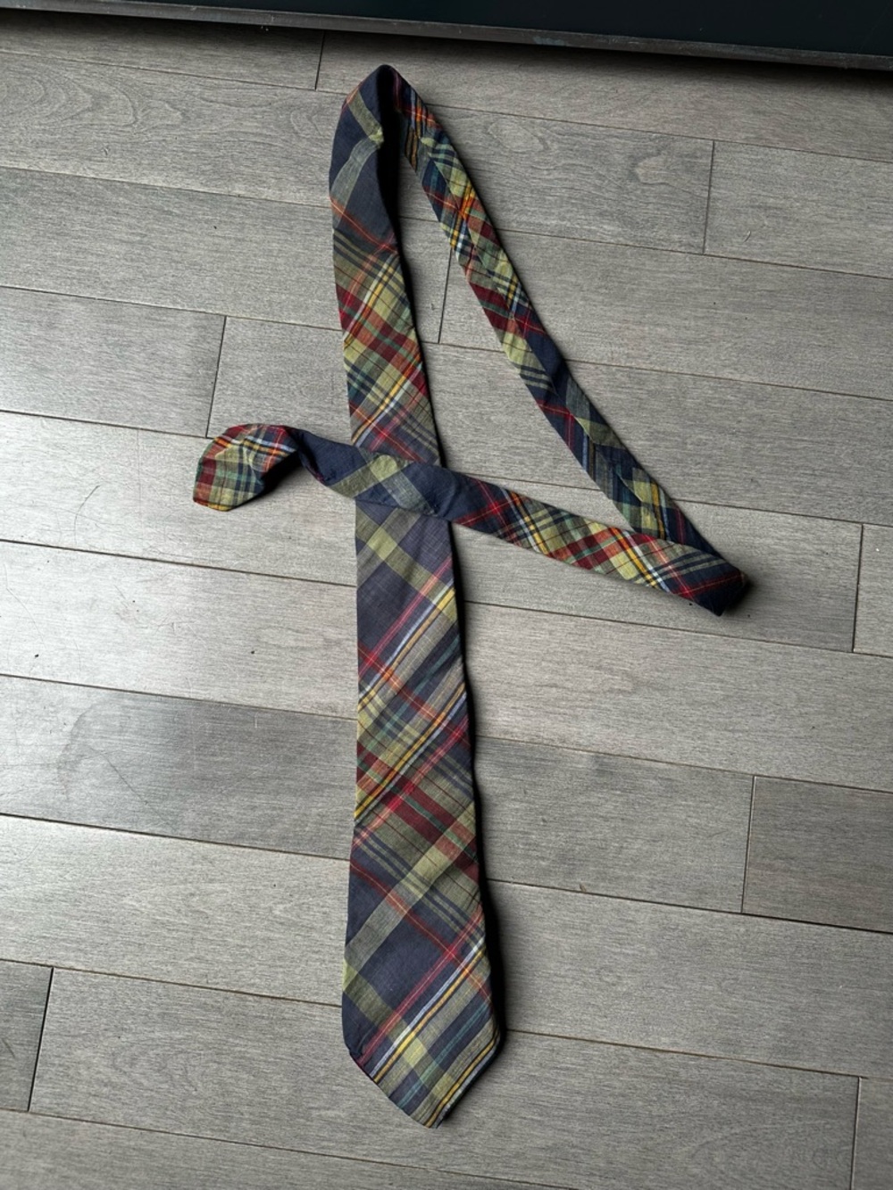 Men’s Lands End Multicolor Plaid Direct Merchants 100% Cotton Neck Tie